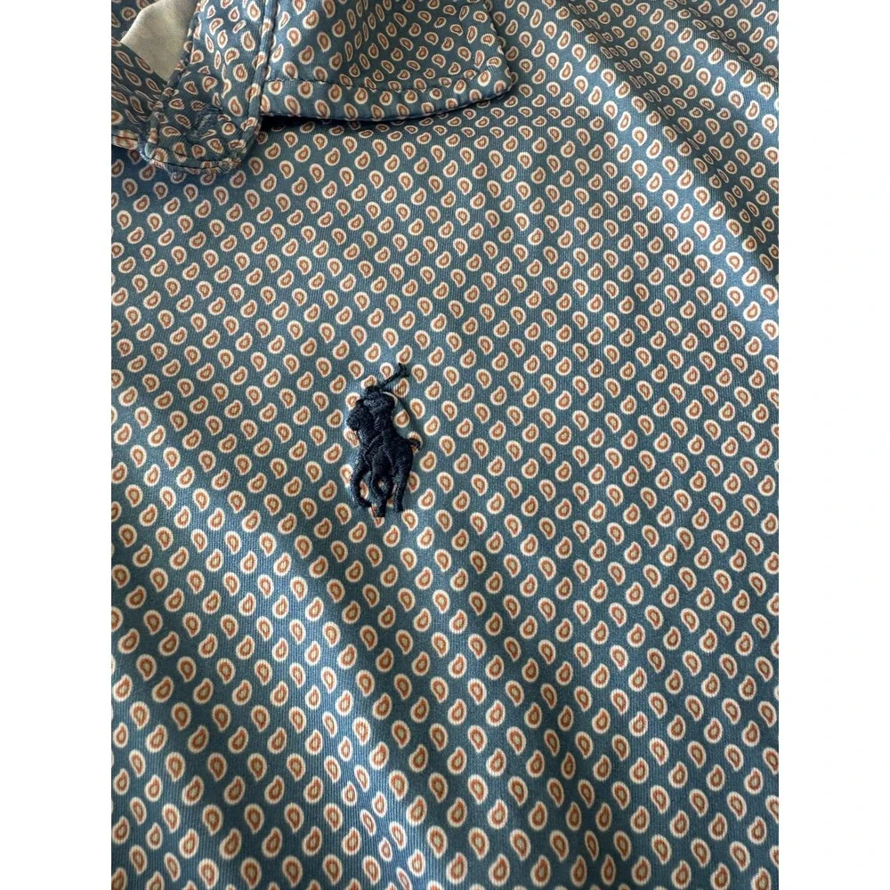 Polo Ralph Lauren Polo Shirt Mens Large Blue‎ Paisley Performance Golf Stretch